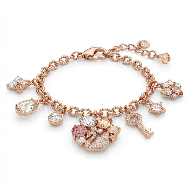Swan Charm Rose Gold Bracelet