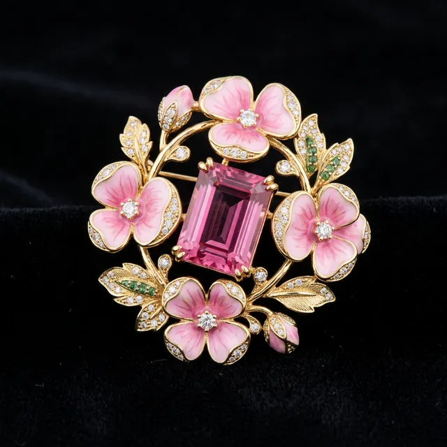 Fortune Pink Floral Brooch